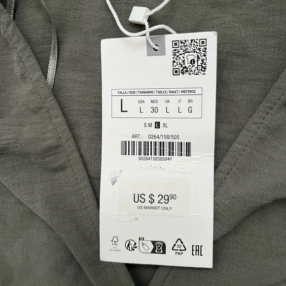 ZARA Olive Green Draped Wrap Top NWT Size Large - Picture 11 of 11